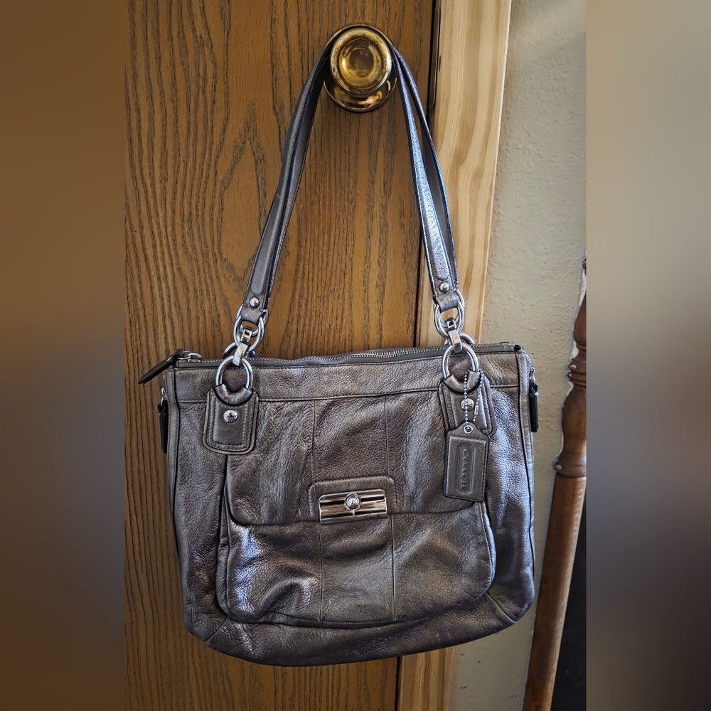 Coach Metallic Silver Shoulder Bag